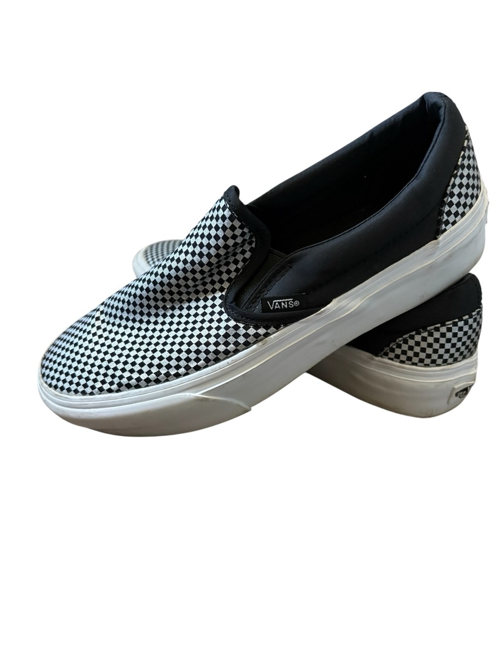 Vans Classic Slip-On 'Sparkle Check' Micro Checkerboard Black Silver size 7